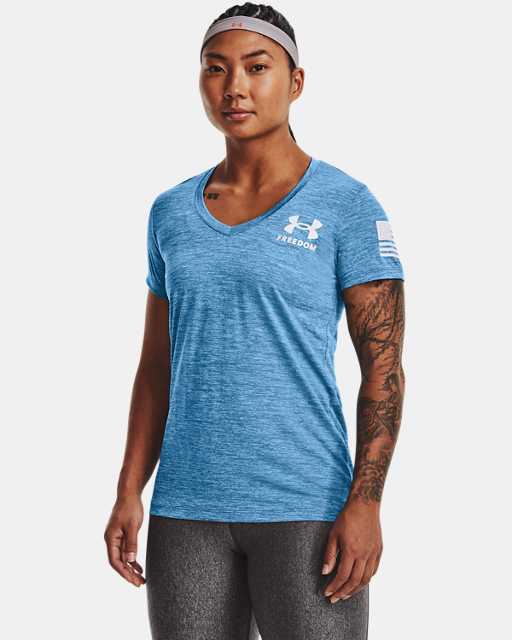 Details about   Under Armour HeatGear Semi Fitted T Shirt UA Ladies Blue Sports Training Tee M 
